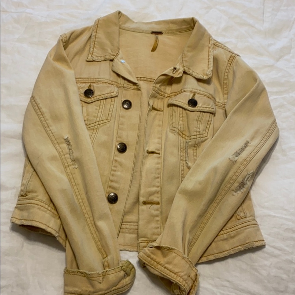 Free People Yellow Denim Jacket